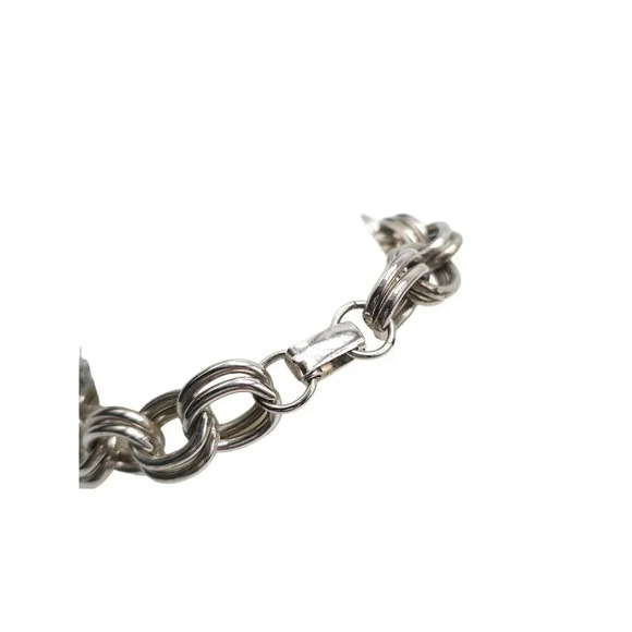 Marino Round Link Chunky Chain Bangle Bracelet Silver Tone Vintage 8in - Picture 3 of 5